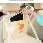 Pink Foldable Car Back Seat Organizer Tray - PU Leather Travel Desk with Tablet Holder
