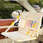 Pink Foldable Car Back Seat Organizer Tray - PU Leather Travel Desk with Tablet Holder