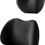 Black Ergonomic Memory Foam Car Headrest & Lumbar Support Cushion Set - Driving Comfort Neck & Back Pillow