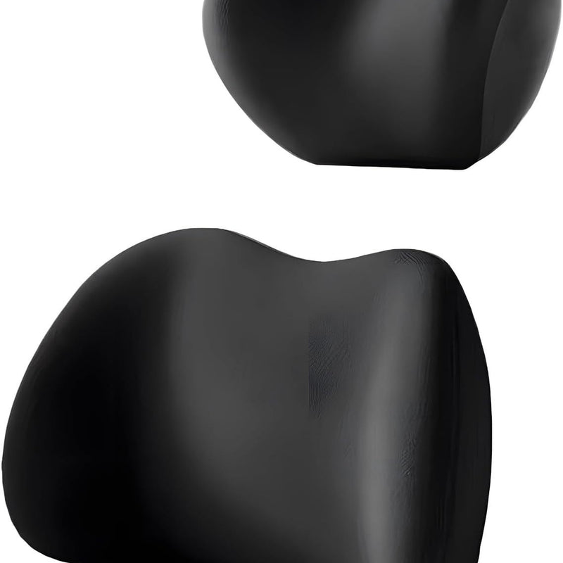 Black Ergonomic Memory Foam Car Headrest & Lumbar Support Cushion Set - Driving Comfort Neck & Back Pillow
