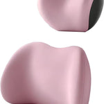 Pink Ergonomic Memory Foam Car Headrest & Lumbar Support Cushion Set - Driving Comfort Neck & Back Pillow