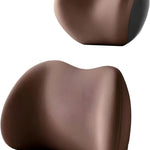 Brown Ergonomic Memory Foam Car Headrest & Lumbar Support Cushion Set - Driving Comfort Neck & Back Pillow