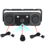 3-in-1 Car Reversing Camera & Parking Sensor System with Monitor - License Plate Frame Mount, Waterproof & Night Vision(black)