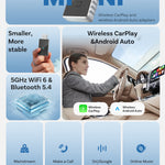 Mini 2-in-1 Wireless CarPlay & Android Auto Adapter - 5GHz WiFi 6, Bluetooth 5.4, Plug & Play Dongle(black)