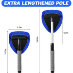Blue Car Windshield Cleaner Tool, Inside with 4 Reusable and Washable Microfiber Pads and Extendable Handle, Moisture Removal Tool