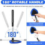 Green Car Windshield Cleaner Tool, Inside with 4 Reusable and Washable Microfiber Pads and Extendable Handle, Moisture Removal Tool