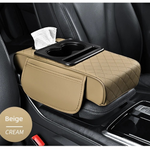 Premium Car Armrest Organizer & Comfort Pad(Beige)