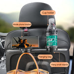Brown 3-in-1 Car Headrest Organizer Hook