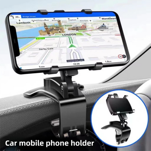 2-Pack Multi-Function 360° ABS Rotating Car Phone Holder - Universal Clip Mount for Dashboard, Rearview Mirror & Sun Visor with Anti-Slip