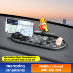 3-in-1 Cute duck Car Dashboard PVC Anti-Slip Mat - 360° Phone Holder & Magnetic Parking Plate, Washable, Non-Marking Grip