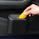 Black Compact Car Trash Can 2 Pack Hanging Storage Bin with Push Lid for Vehicle Door and Seat Back Universal Fit Waste Management Solution for Local Drivers