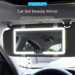 Car Visor Vanity Mirror with Dual Colour LED Lights Rechargeable Sun Visor Makeup Mirror Dimmable Dual Touch Control (White)