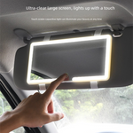 Car Visor Vanity Mirror with Dual Colour LED Lights Rechargeable Sun Visor Makeup Mirror Dimmable Dual Touch Control (White)