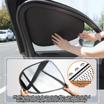 4-PCS Static Cling Car Window Sunshades Set - Glue-Free Insulating Total Blackout Fabric & Foldable Memory Wire Frame