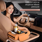 Grey Car Central Armrest Box Raiser Pad with Cup Holder, Tissue Box & Phone Storage – 4-in-1 Multi-Functional Design