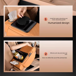 Black and red Car Central Armrest Box Raiser Pad with Cup Holder, Tissue Box & Phone Storage – 4-in-1 Multi-Functional Design