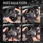 Black Crystal Rhinestone Steering Wheel Cover – Elastic Stretch Design with Full Diamond Embellishment