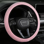 Bright pink Crystal Rhinestone Steering Wheel Cover – Elastic Stretch Design with Full Diamond Embellishment