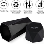 550ML Black Car Trash Can with Automatic Rebound Lid & Diamond Design - Portable Waste Bin and Odour Proof Storage, Easy to Clean for Office Home Car Center Console