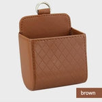 Brown Leather Car Air Vent Storage Bag - Multi-Purpose Phone Holder & Organiser Pouch for Sunglasses, Keys, Cards - Universal Fit, Easy Install, Compact Design for Dashboard Tidy