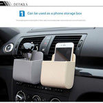 Brown Leather Car Air Vent Storage Bag - Multi-Purpose Phone Holder & Organiser Pouch for Sunglasses, Keys, Cards - Universal Fit, Easy Install, Compact Design for Dashboard Tidy