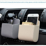 Brown Leather Car Air Vent Storage Bag - Multi-Purpose Phone Holder & Organiser Pouch for Sunglasses, Keys, Cards - Universal Fit, Easy Install, Compact Design for Dashboard Tidy