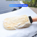 2-piece Beige Microfiber Car Wash Mitt - Double Sided Imitation Sheepskin Wash Glove, Scratch Free Paint Safe Cleaning Tool for Car Detailing, Waxing, Polishing - 23x15cm Large Palm Design