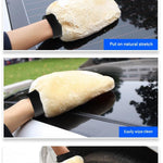 2-piece Beige Microfiber Car Wash Mitt - Double Sided Imitation Sheepskin Wash Glove, Scratch Free Paint Safe Cleaning Tool for Car Detailing, Waxing, Polishing - 23x15cm Large Palm Design