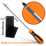 Multifunctional Car Tire Stone Remover Hook with Storage Bag, Zinc Alloy 4-Head Pick & Tire Brush – 28cm Stainless Steel Cleaning Tool Built-In Screwdriver and Emergency Window Breaker