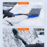 27" Car Snow Brush and Ice Scraper – 2-in-1 Detachable Car Windshield Winter Clearing Tool with Soft Foam Grip & Paint-Safe Scraping Chutes for Cars, Trucks, SUVs (Heavy Duty ABS, Thickened Nylon Brush, Blue)