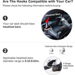 4 Pack Silver Car Headrest Hook with Phone Holder for Purses Bags and 4-6.5 Inch Smartphones, Universal 360 Rotation Back Seat Storage Hook and Mobile Stand