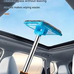 Black Telescopic Car Windshield Cleaning Brush with 3 Replacement Microfiber- Aluminium Alloy Extendable Handle, 180° Rotatable Microfibre Head, Anti-Fog & Streak-Free Glass Wiper for Car & Home Use, Soft Grip Foam Handle