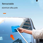 Black Telescopic Car Windshield Cleaning Brush with 3 Replacement Microfiber- Aluminium Alloy Extendable Handle, 180° Rotatable Microfibre Head, Anti-Fog & Streak-Free Glass Wiper for Car & Home Use, Soft Grip Foam Handle