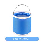 Blue 9L Collapsible Car Wash Bucket - Oxford Fabric Portable Folding Pail with Handle for Camping, Fishing, and Vehicle Cleaning