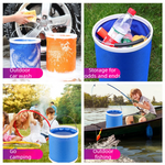 Blue 9L Collapsible Car Wash Bucket - Oxford Fabric Portable Folding Pail with Handle for Camping, Fishing, and Vehicle Cleaning