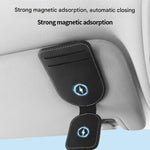 Black Car Sun Visor Eyeglasses Holder Magnetic Glasses Clip with Card Storage Multifunction Auto Sunglasses Organizer PVC Leather Interior Accessory