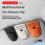 Orange Car Sun Visor Eyeglasses Holder Magnetic Glasses Clip with Card Storage Multifunction Auto Sunglasses Organizer PVC Leather Interior Accessory