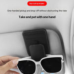 Orange Car Sun Visor Eyeglasses Holder Magnetic Glasses Clip with Card Storage Multifunction Auto Sunglasses Organizer PVC Leather Interior Accessory