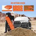 10 TON Traction Boards with PP Material, Recovery Boards for Off-road Vehicles/Cars/Pickups/SUVs/RVs, Pair Tire Traction Mats on Snow, Sand, Mud and Loose Terrain, Storage Bag, Long, Orange