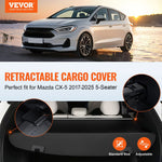 Retractable Cargo Cover for Mazda, Upgraded Waterproof Trunk Cover Security Shield Shade for Mazda CX-5 2017-2025 5-Seater, UV Resistant Rear Trunk Cover, Aluminum Alloy & PVC Leather Texture