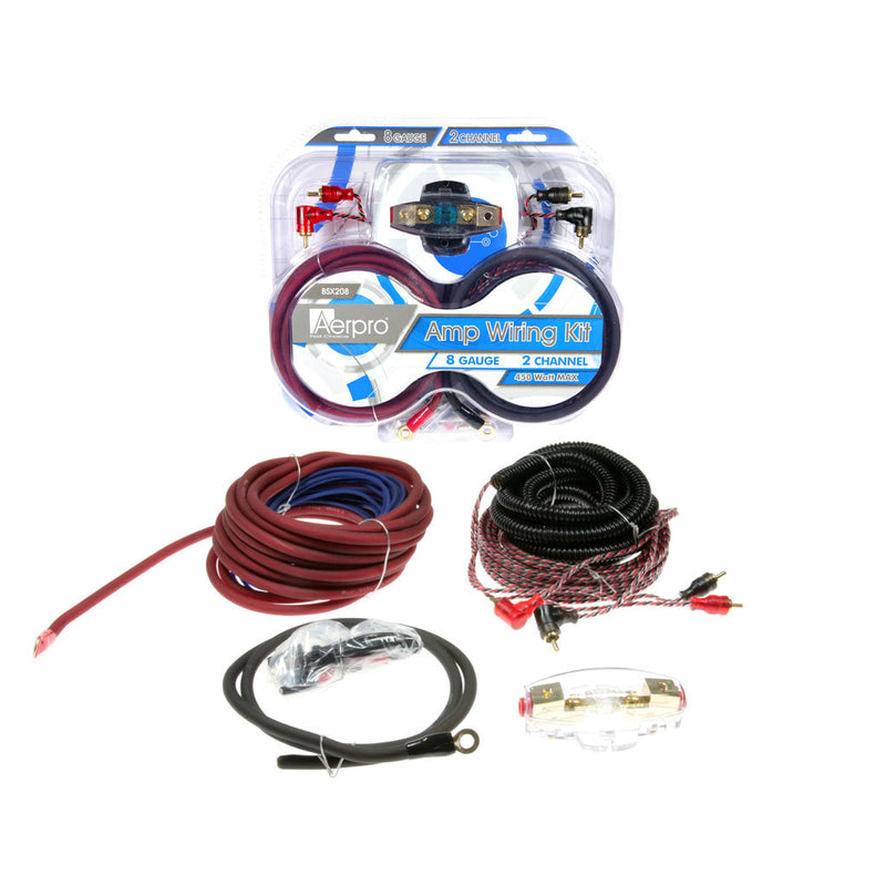 Aerpro Bassix BSX208 8AWG 2-Channel Amp Install Kit - 450W