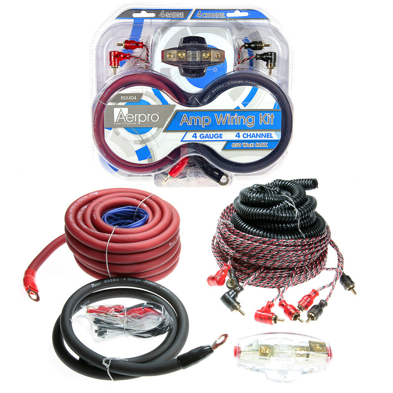 Aerpro Bassix BSX404 4AWG 4-Channel Amp Install Kit - 650W